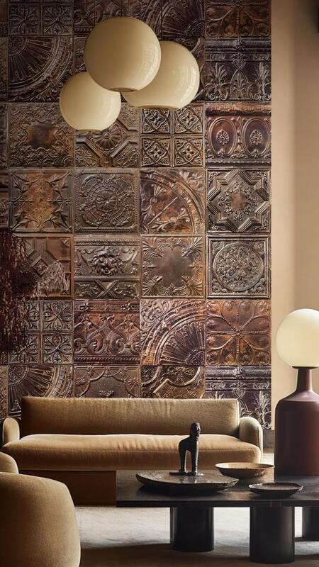 Rusty black tin tiles wall - 
